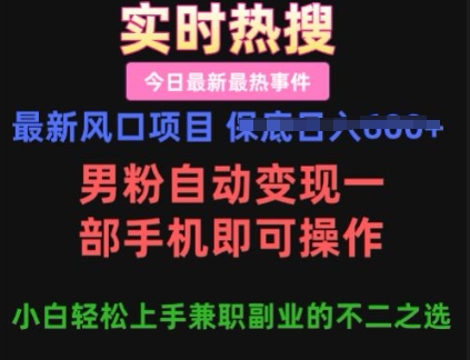 最新风口项目，男粉自动变现，一部手机即可操作，小白轻松上手，兼职副业的不二之选【揭秘】-柚子网创