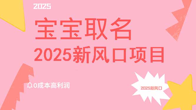 2025新风口项目宝宝取名，0成本高利润，附保姆级教程，月入过万不是梦-柚子网创