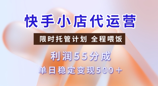 快手小店代运营3.0，模式新升级，收益55分，稳定单日5张【揭秘】-柚子网创