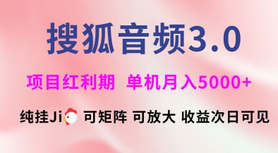 搜狐音频挂ji3.0.可矩阵可放大，独家技术，稳定月入5000+【揭秘】-柚子网创