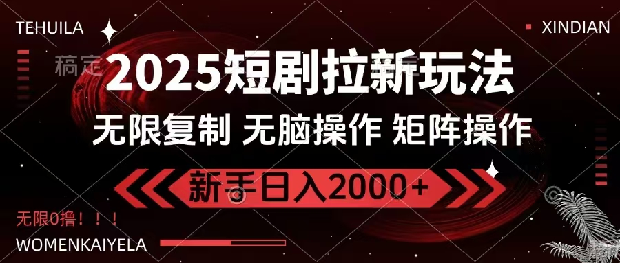 （14429期）2025短剧拉新玩法，无需注册登录，无限0撸，无脑批量操作日入2000+-柚子网创