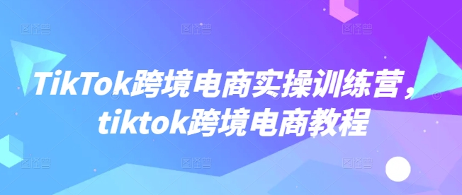 TikTok跨境电商实操训练营，tiktok跨境电商教程-柚子网创