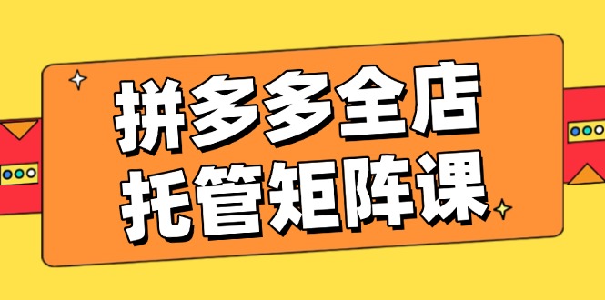 （14328期）拼多多全店托管矩阵课，盈利动销玩法，高效计划设置，提升店铺效益-柚子网创