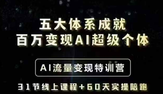 五大体系成就百万变现AI超级个体- AI流量变现特训营，一步一步教你一个人怎么年入百W-柚子网创