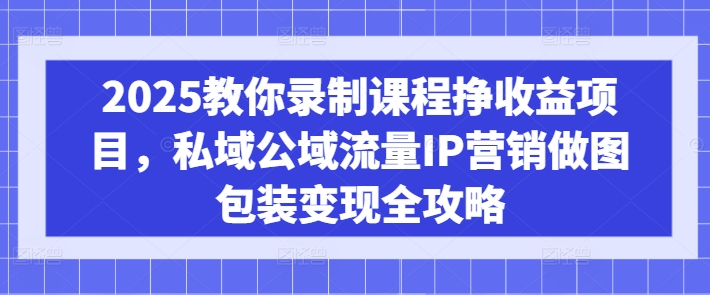 2025教你录制课程挣收益项目，私域公域流量IP营销做图包装变现全攻略-柚子网创