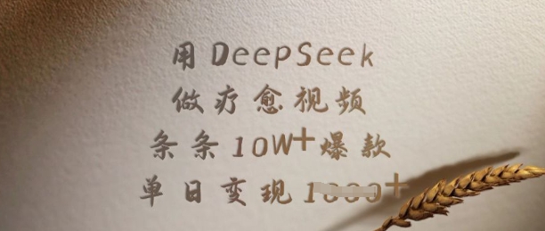 用DeepSeek做疗愈视频，条条10W+爆款，单日变现多张-柚子网创