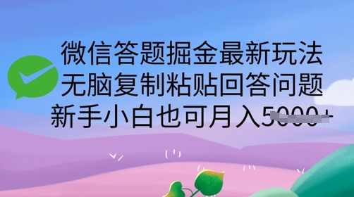 微信答题掘金最新玩法，无脑复制粘贴回答问题，新手小白也可月入5k-柚子网创