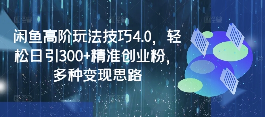 闲鱼高阶玩法技巧4.0，轻松日引300+精准创业粉，多种变现思路-柚子网创