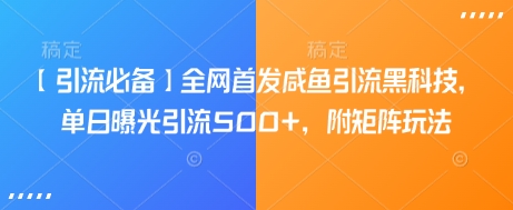 【引流必备】全网首发咸鱼引流黑科技，单日曝光引流500+，附矩阵玩法【揭秘】-柚子网创