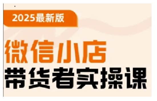 2025最新版微信小店带货者实操课，基础操作到高级运营技巧，快速上手-柚子网创