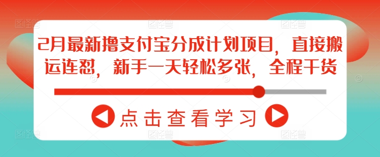 2月最新撸支付宝分成计划项目，直接搬运连怼，新手一天轻松多张，全程干货-柚子网创